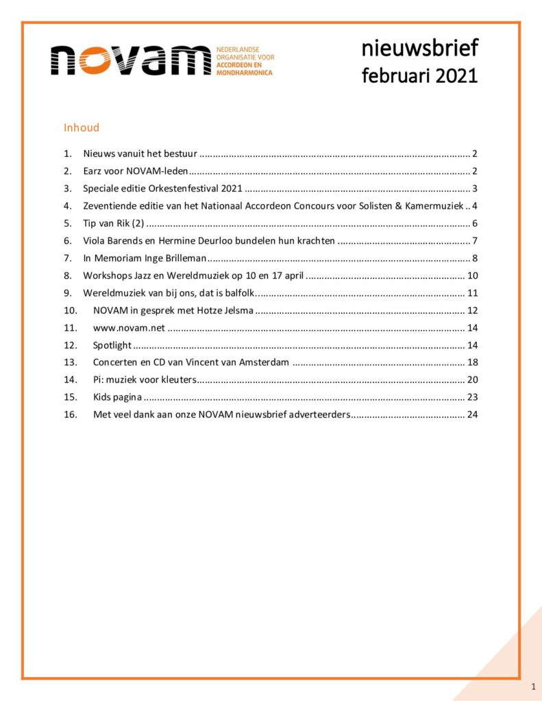 NOVAM nieuwsbrief februari 2026 omslag