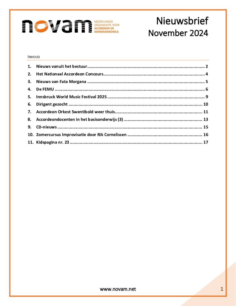 NOVAM nieuwsbrief november 2024 omslag